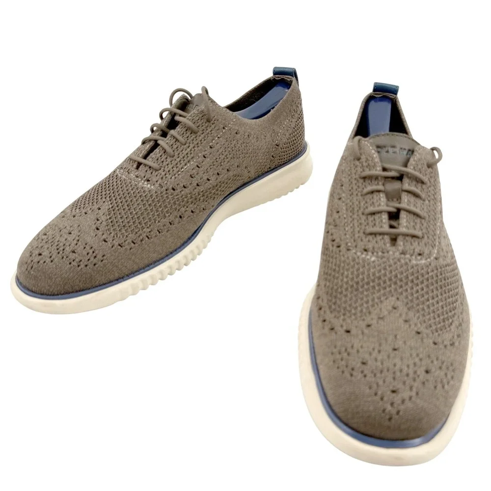 Cole Haan ZERØGRAND Wingtip Oxford Mens 9 Olive Green Stitchlite Knit Comfort